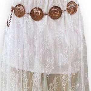 Western Antique Round Floral Copper Links Concho Belt NEW